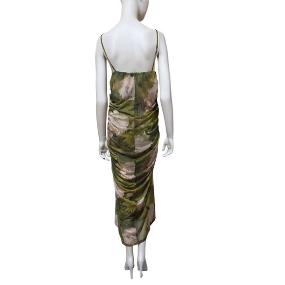 NWT Zara Maxi Dress M Ruched Strappy Mesh Blogger Fave Baddie Party Goblin - Picture 7 of 11